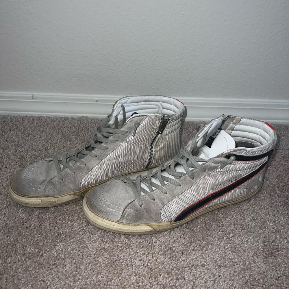 Golden Goose Slide in White Mesh with White Star size US 11.5